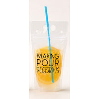 Funny Reusable Drink Pouch with Straw – Pool & Beach Party Cocktail Bag