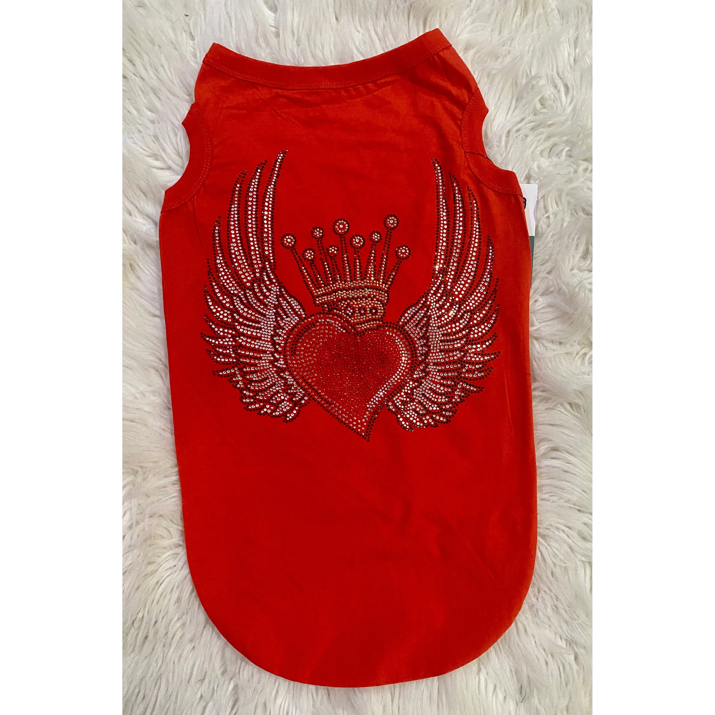 Valentine Red Dog Tee – Heart Patch or Rhinestone Wings