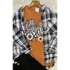 Checkered Pumpkin Floral Tee – Fall Graphic Shirt in Burnt Orange