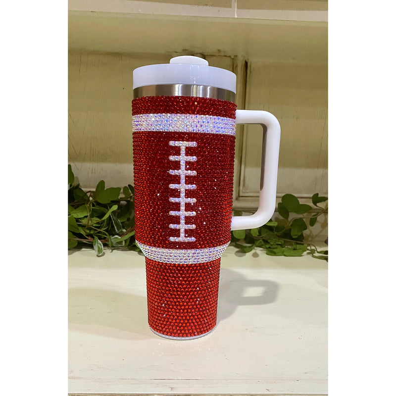 Red Rhinestone Football 40 oz Tumbler