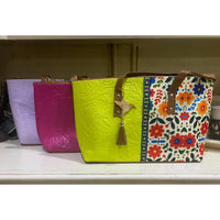 Barco Artesanal Textured Floral Leather Tote Bag