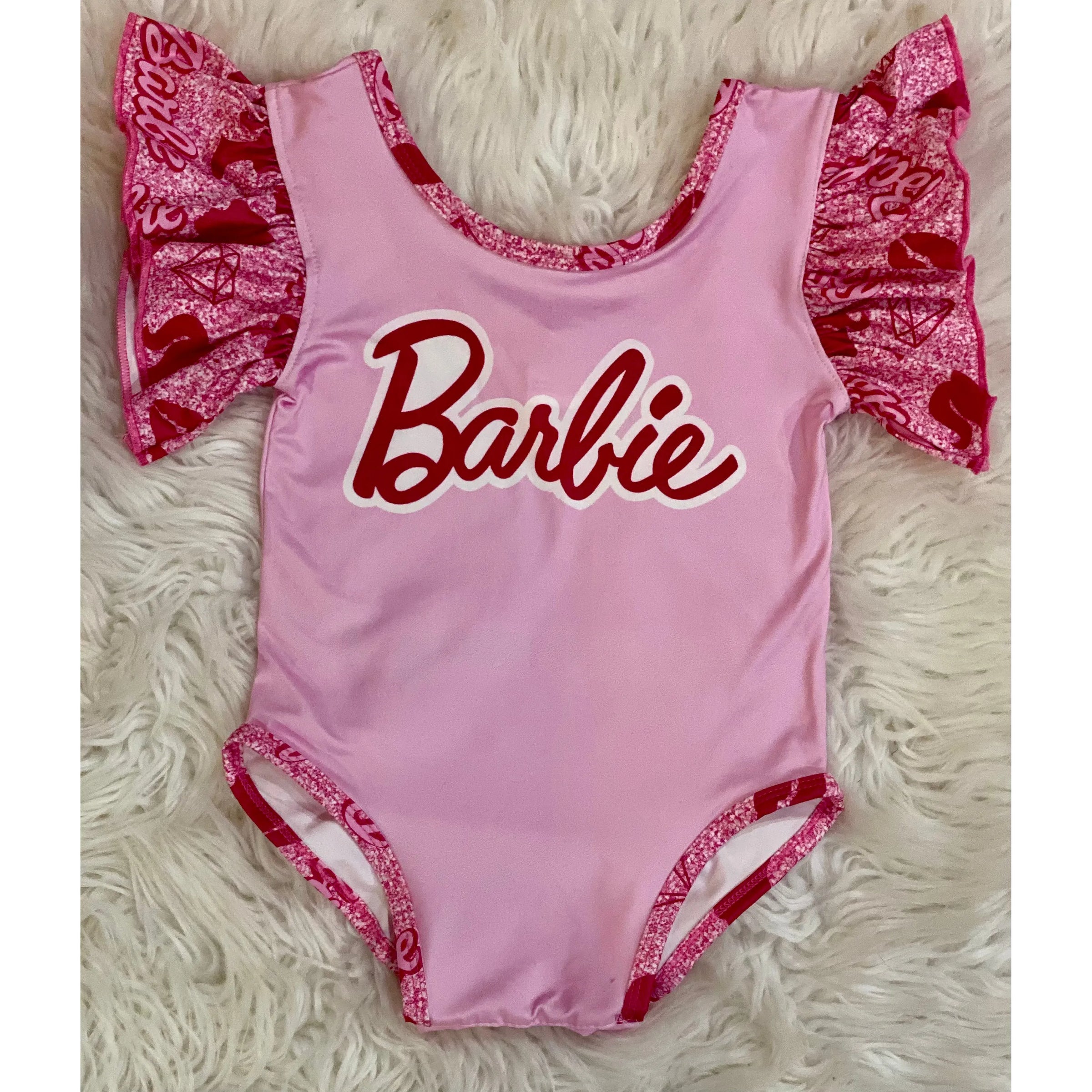 Girl's Barbie Onesie with Flutter Sleeves - Rhinestone Gal