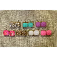 Faceted Gem Stud Earrings – Multiple Colors