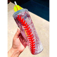 Baseball & Softball Glitter Snowglobe Tumbler 18oz