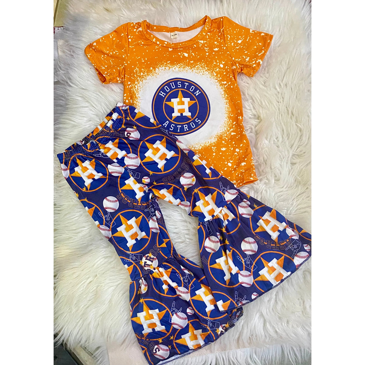 Girl's Astros Tee and Bell Bottom Set - Rhinestone Gal