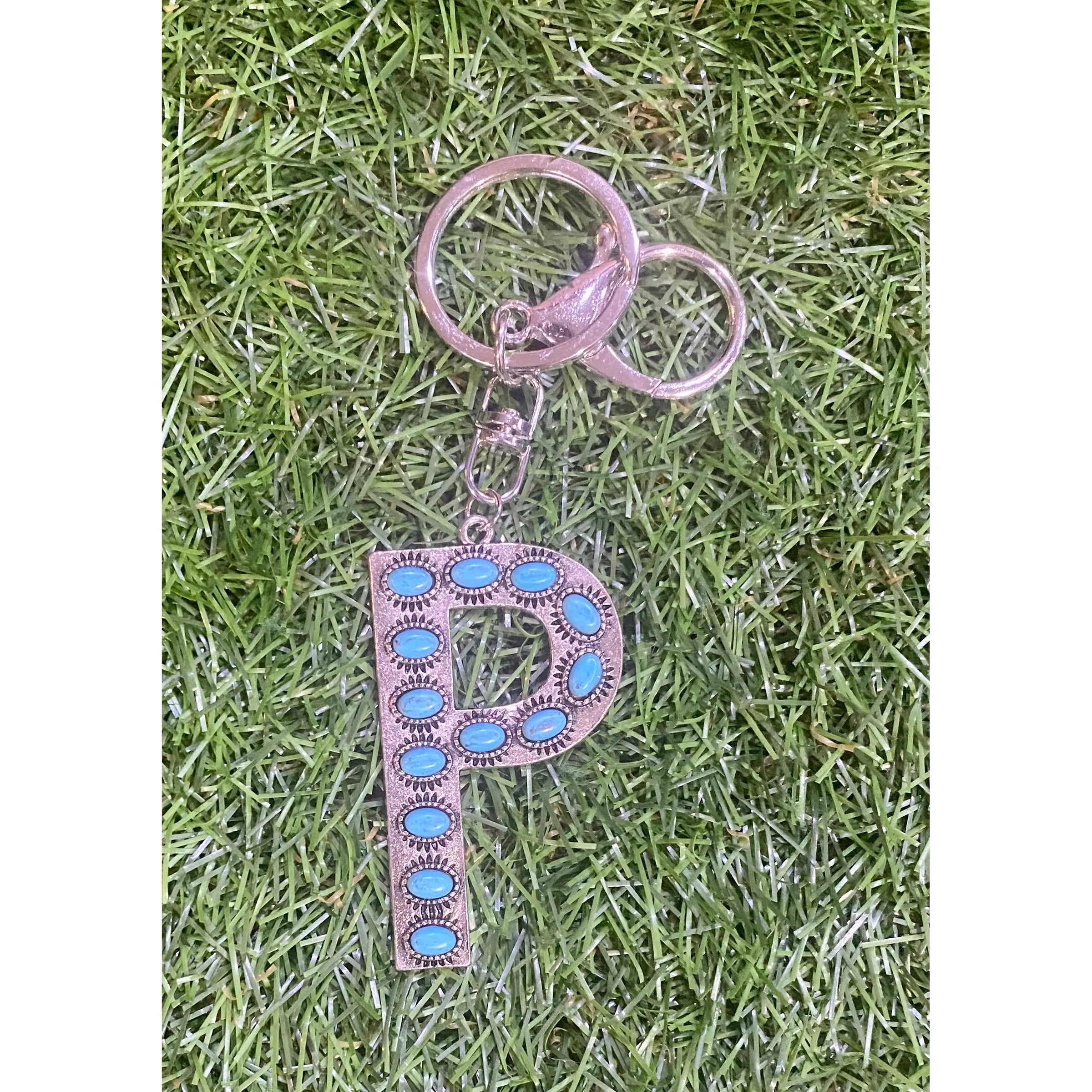 Turquoise Initial Keychain – Western Charm