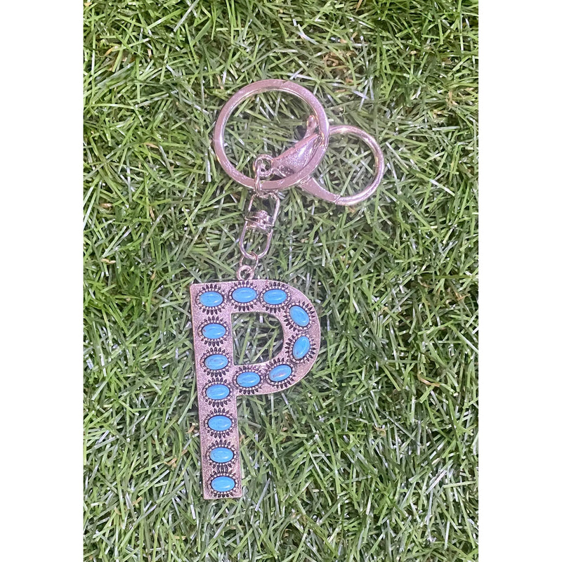 Turquoise Initial Keychain – Western Charm