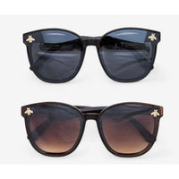 Oversized Gradient Sunglasses with Gold Bee Accent