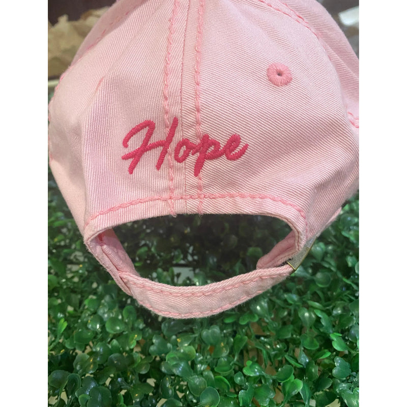 Distressed Vintage Cap with Pink Breast Cancer Ribbon