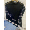 Black Mesh Top with Rhinestone Boot Embellishments