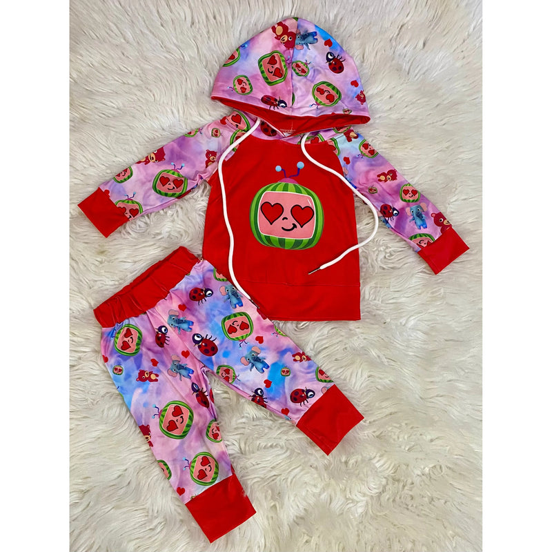 Girl's Cocomelon Valentine's Day Hoodie and Pant Set