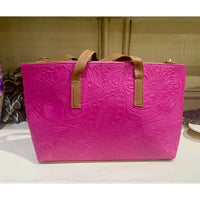 Barco Artesanal Textured Floral Leather Tote Bag