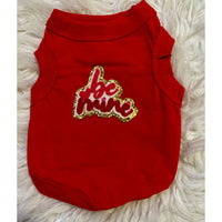 Valentine Red Dog Tee – Heart Patch or Rhinestone Wings