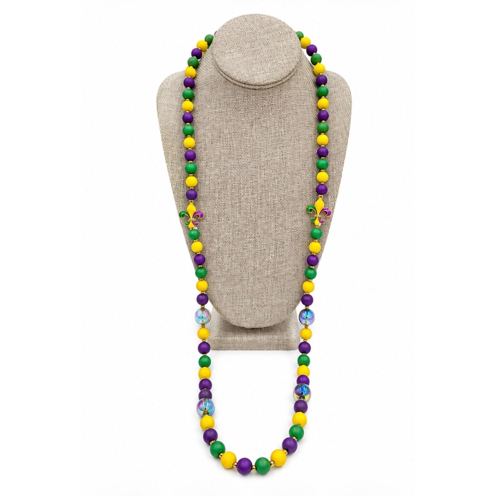Classic Mardi Gras Beaded Necklace – 32” with Extender