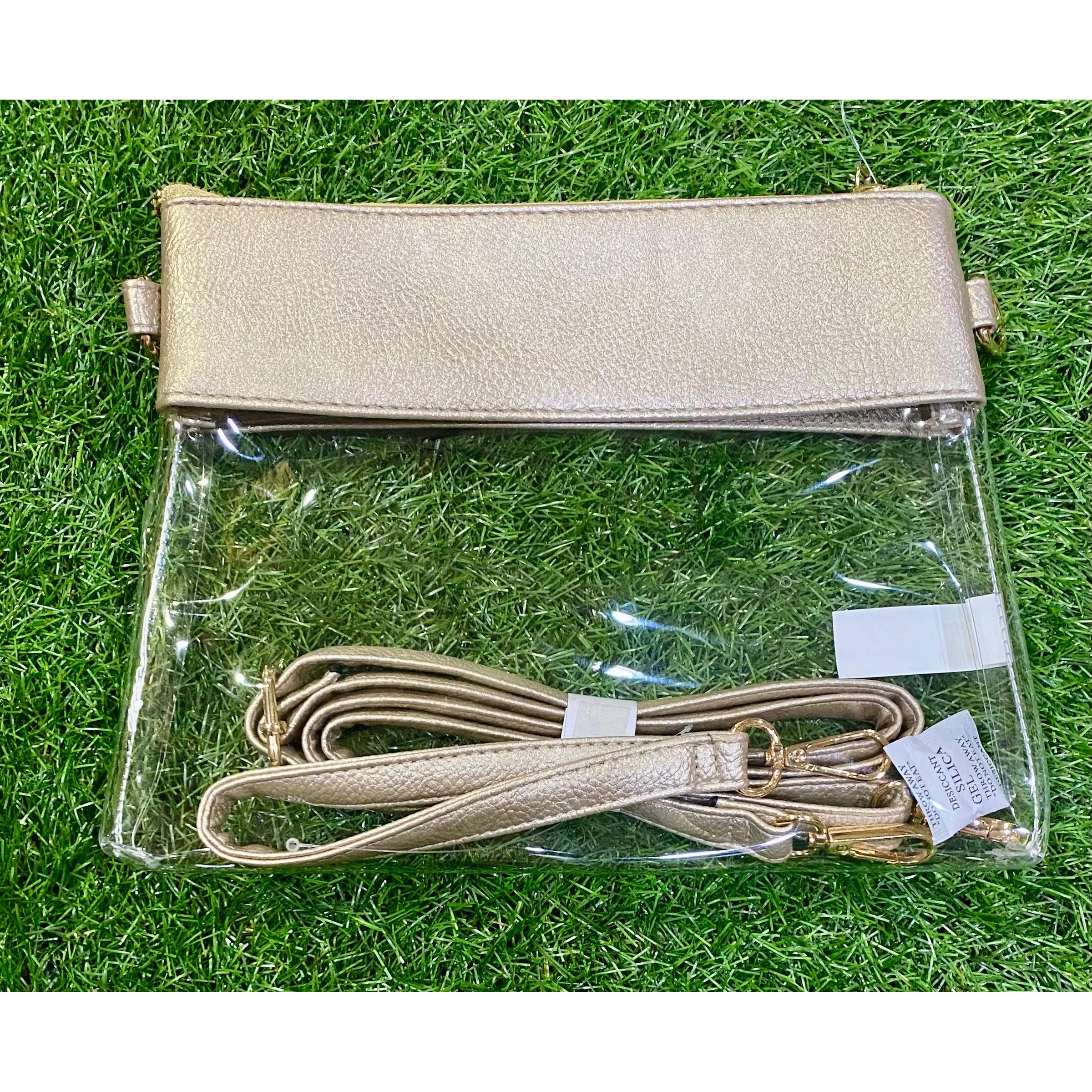 Game Day Clear Crossbody Bag with Vegan Leather Trim