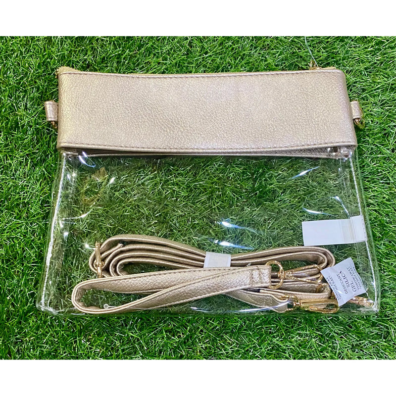 Game Day Clear Crossbody Bag with Vegan Leather Trim