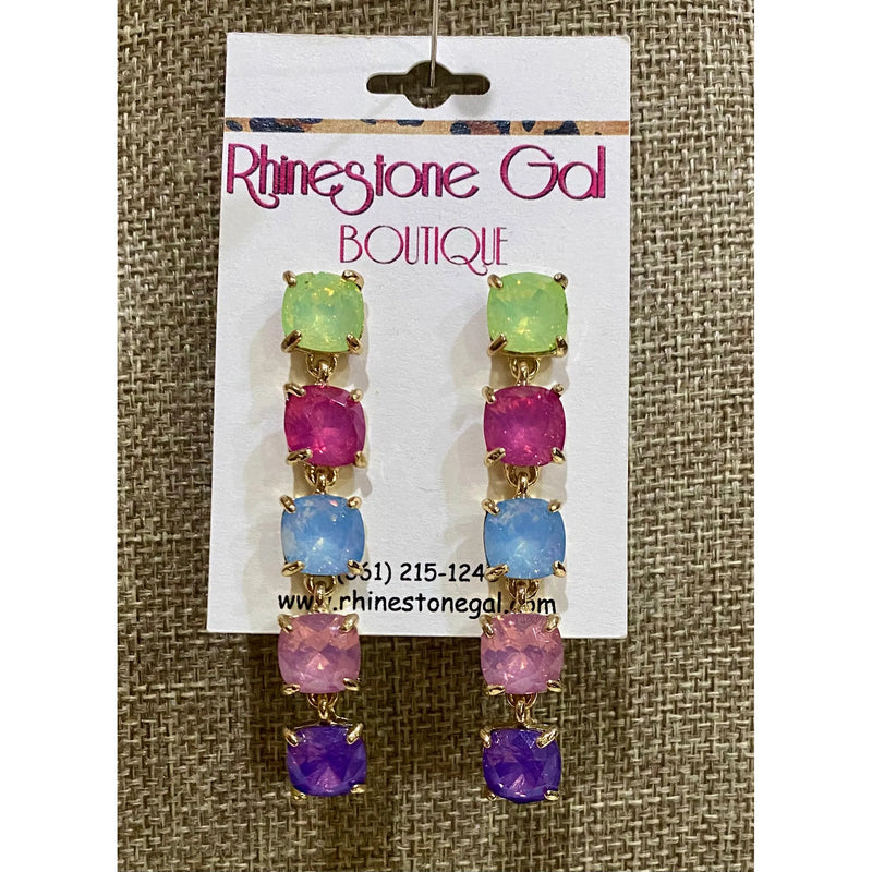 Multicolor Rhinestone Drop Earrings