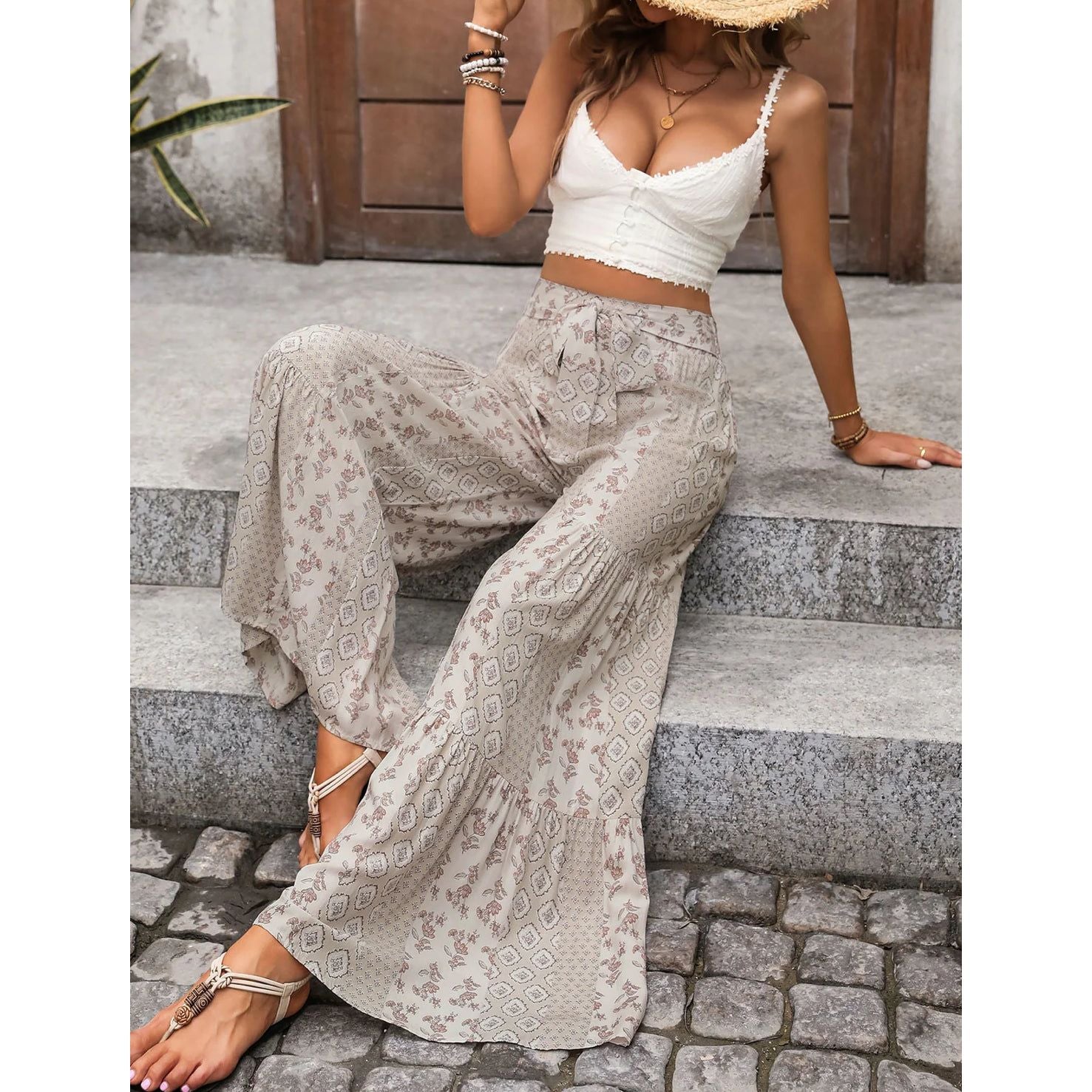【Anyone more】Romp Star Wide Cotton Banding Pants RJC405GD Unisex - Cotton Poplin Wide Leg Pant – Los Angeles