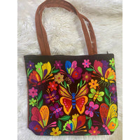 Black Butterfly Embroidered Tote Bag