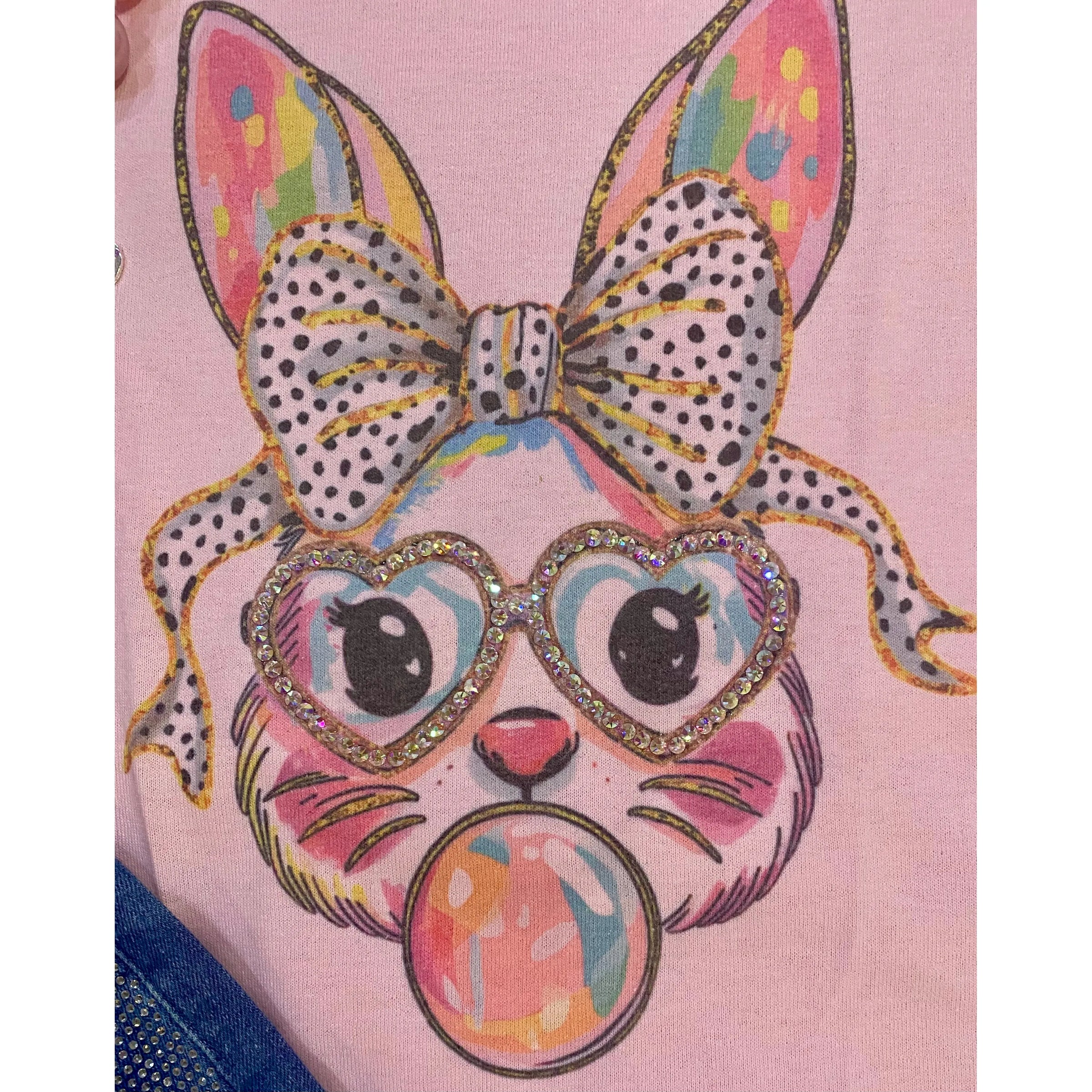 Girls Sparkle Bunny Rhinestone Tee – Pink