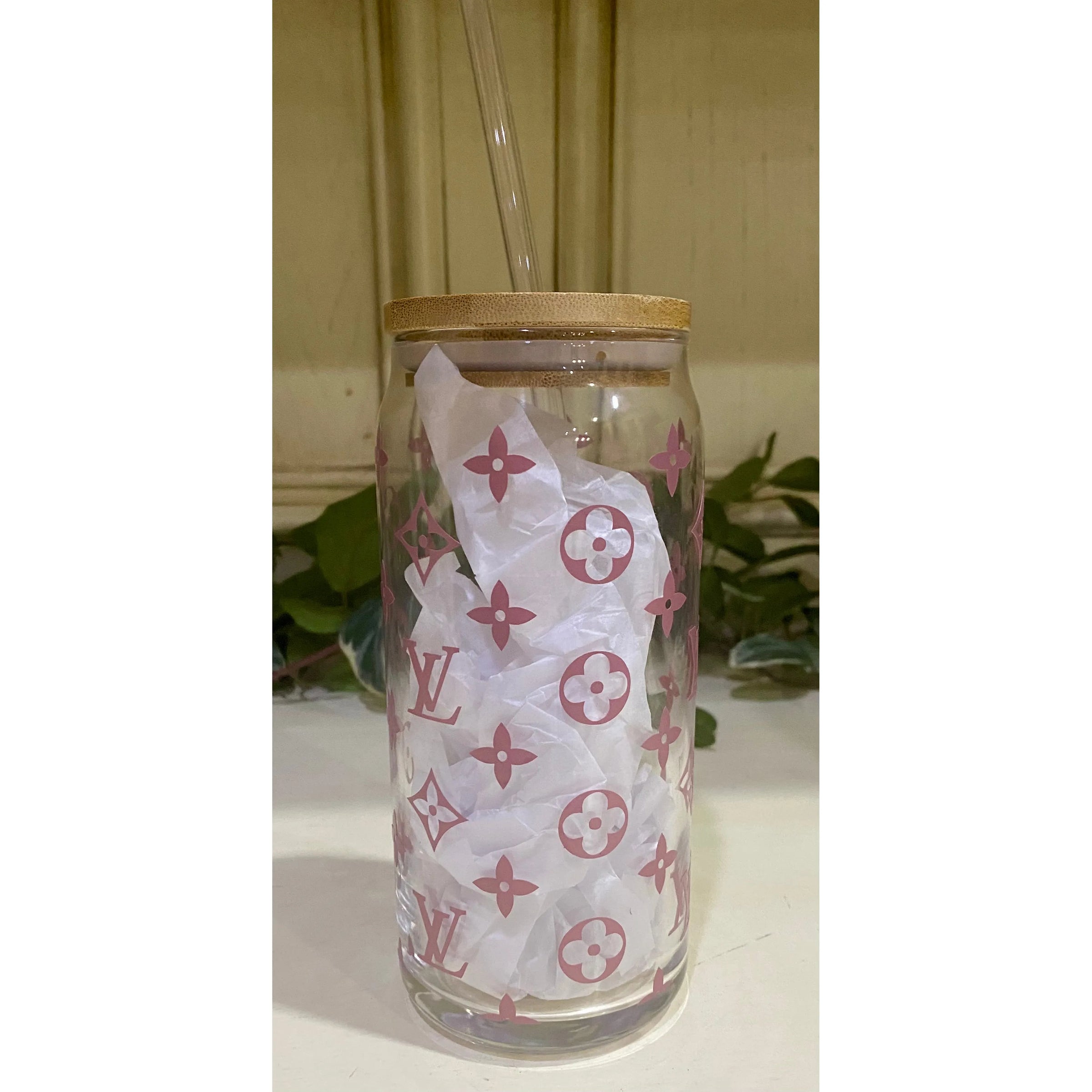 Pink Designer Vinyl 20 oz Beer Can Glass