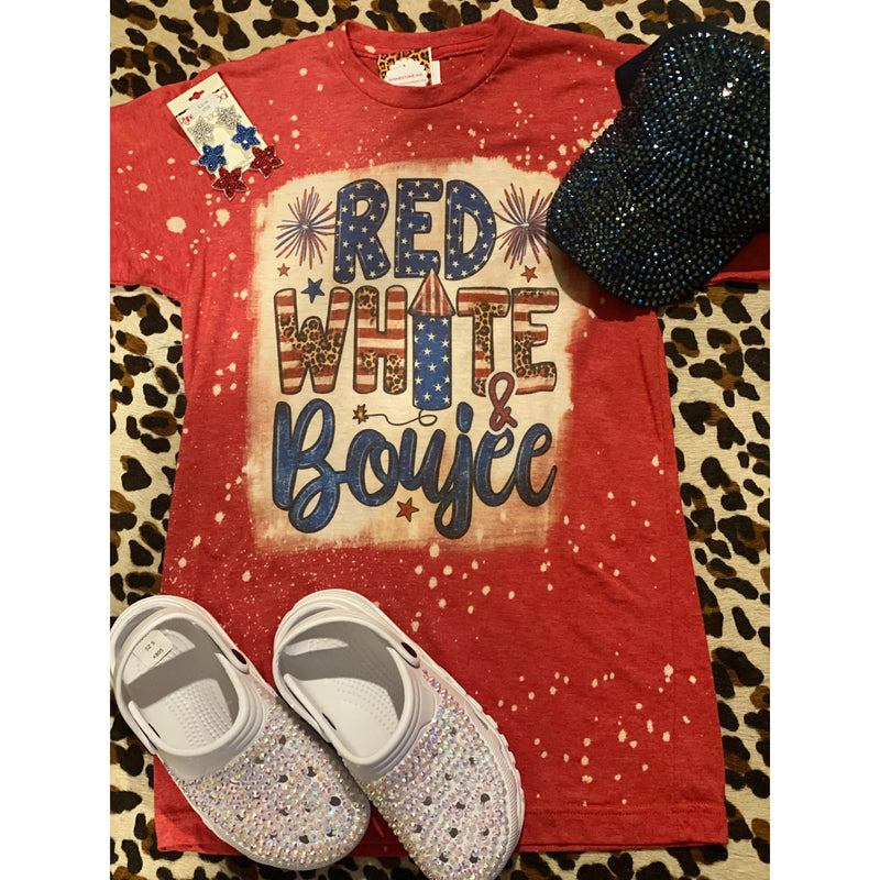 Red White & Boujee Bleached Tee