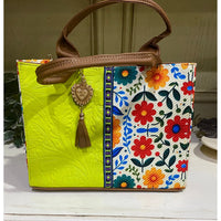 Artisanal Embroidered Look Leather Tote Bag – Medium