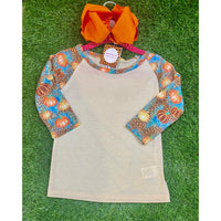 Girls Pumpkin Raglan Tee