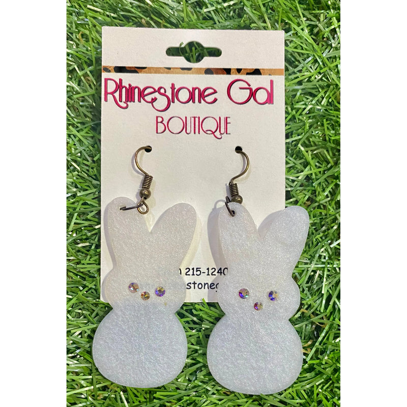 Glitter Bunny Bling Earrings