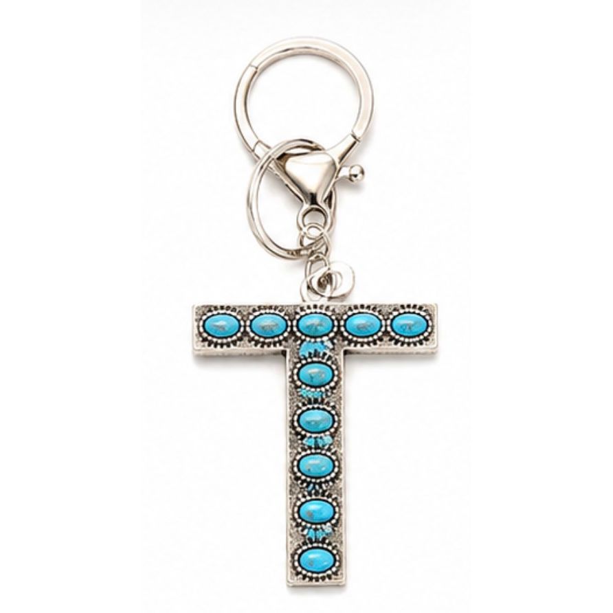 Turquoise Initial Keychain – Western Charm
