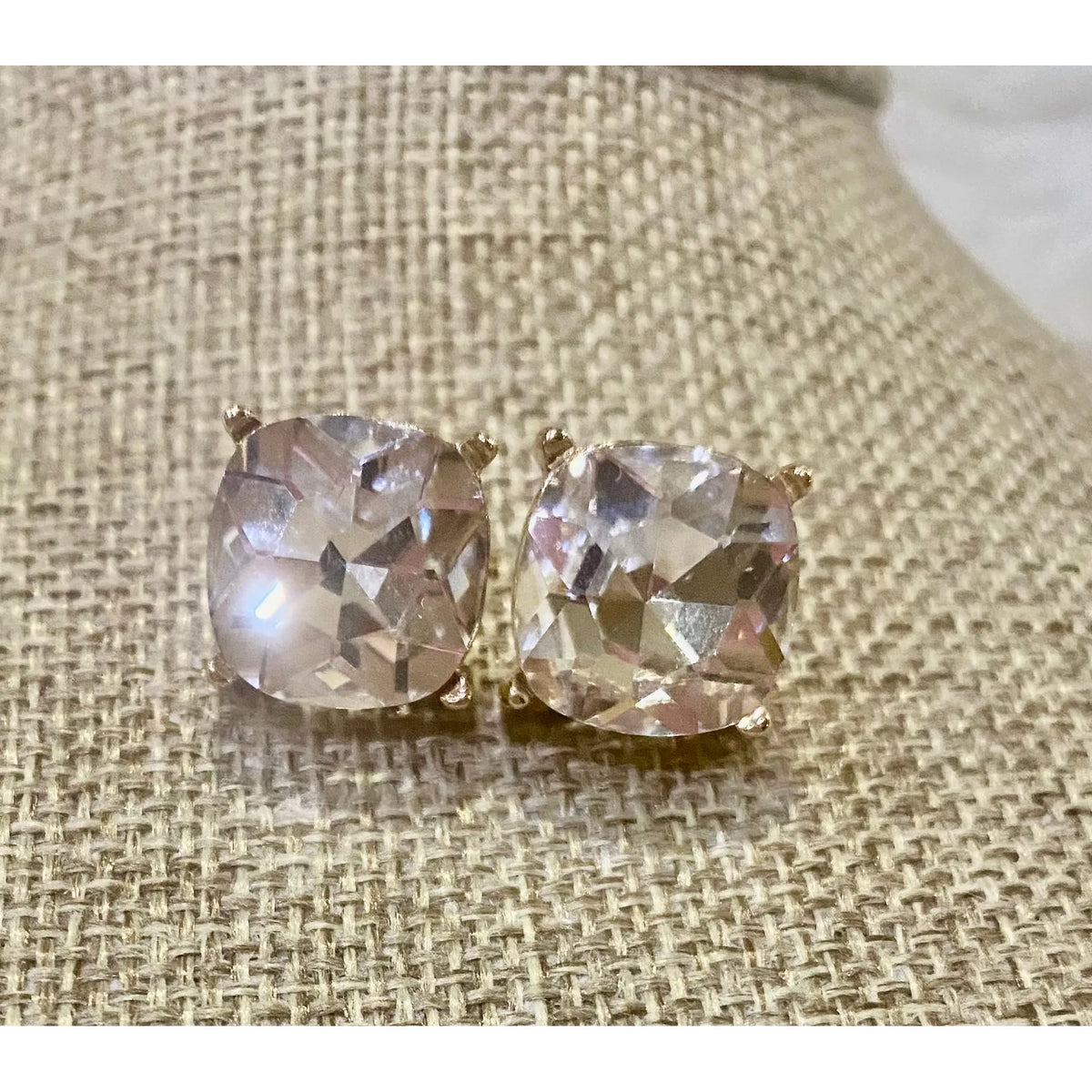 Faceted Gem Stud Earrings – Multiple Colors