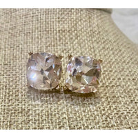 Faceted Gem Stud Earrings – Multiple Colors