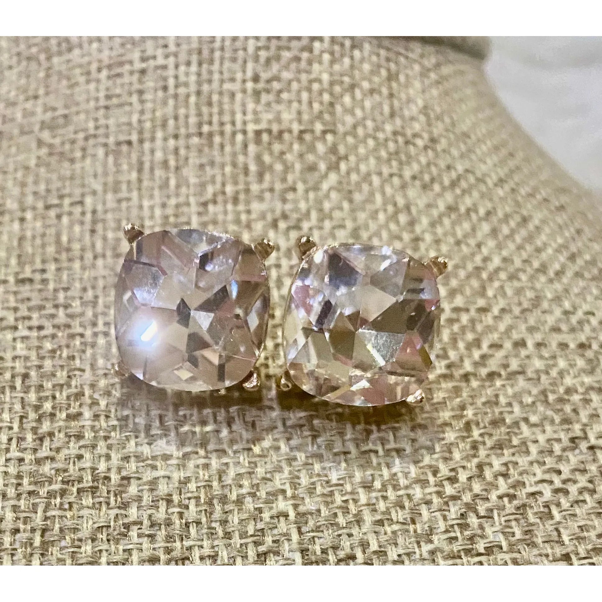 Faceted Gem Stud Earrings – Multiple Colors
