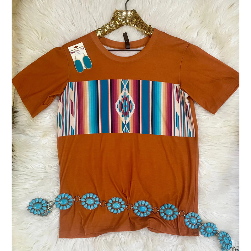 Arizona Sunset Top with Serape Print