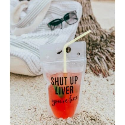Funny Reusable Drink Pouches with Straw