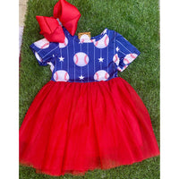 Girl's Baseball Print Tutu Dress