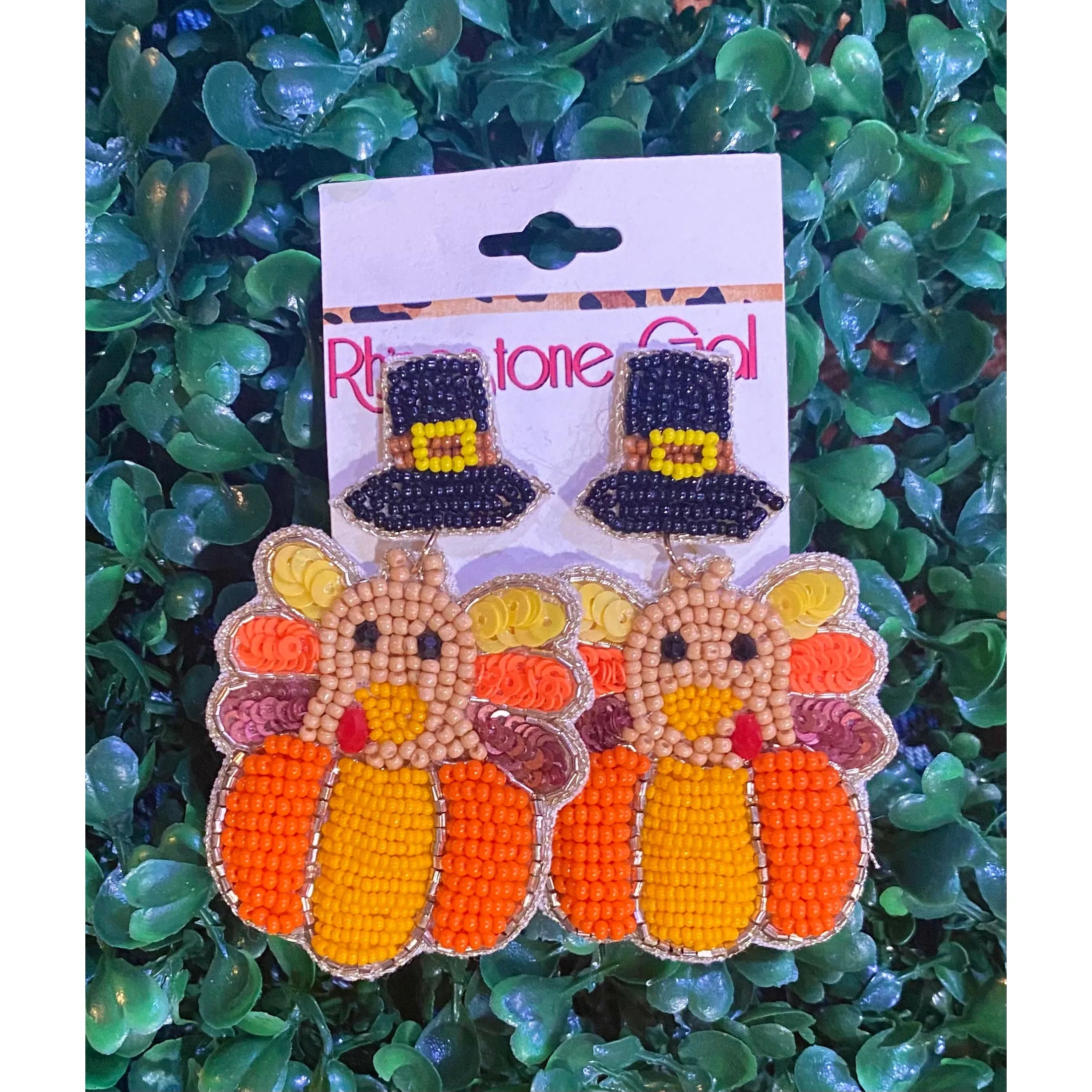 Turkey Pilgrim Seed Bead Earrings