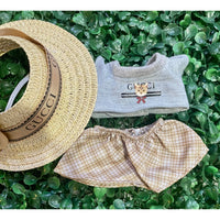 Plaid Skirt Labubu Outfit Set – Top, Skirt & Hat for Collectible Display