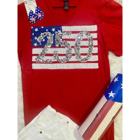 Sequin 250 Patriotic V-Neck Tee