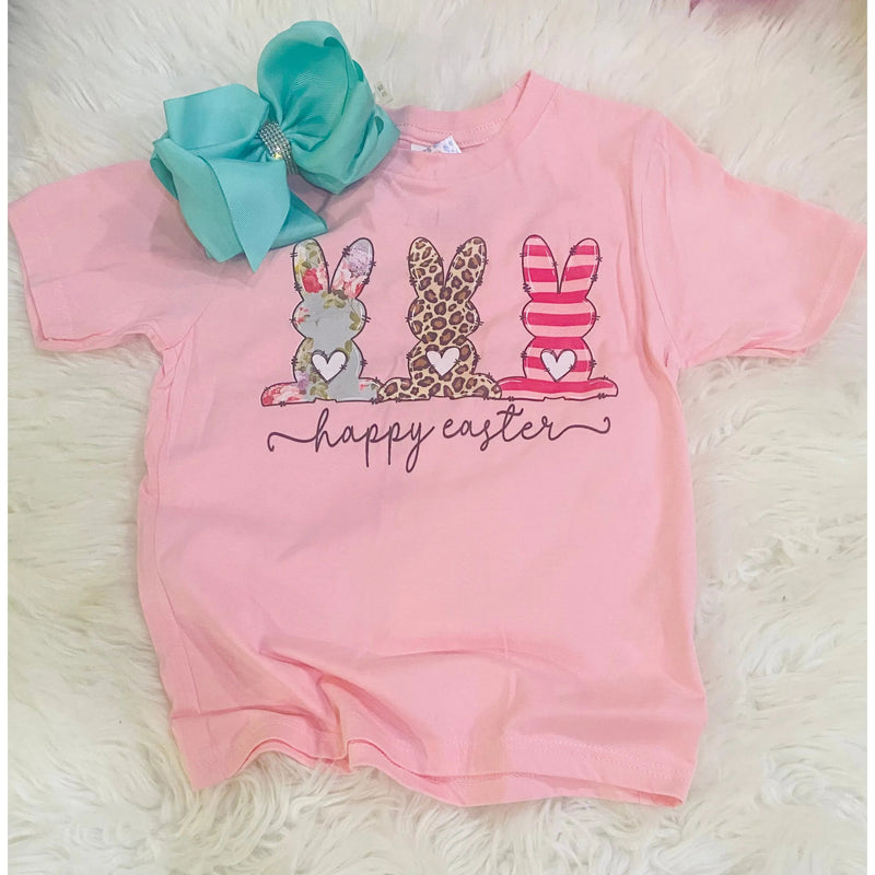 Girl's Happy Easter Bunny Trio Tee - Rhinestone Gal