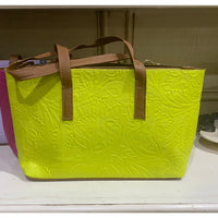 Barco Artesanal Textured Floral Leather Tote Bag