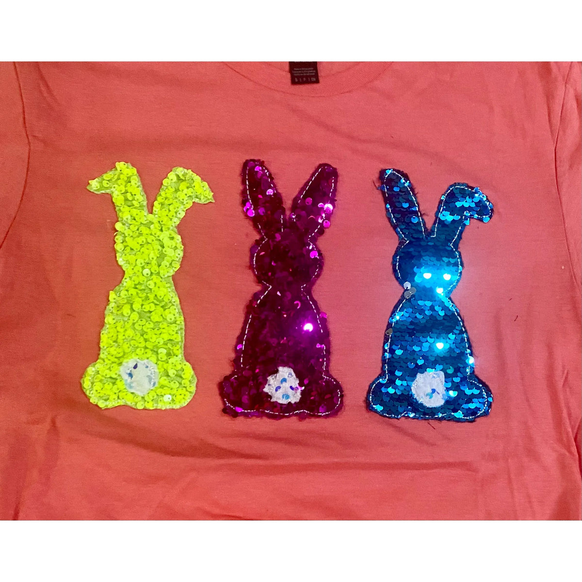 Neon Sequin Sewn Bunny Trio Tee