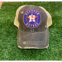 Distressed Dirty Truckers Cap with Astros Emblem