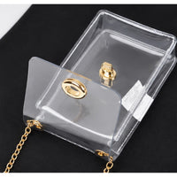 Clear Stadium-Approved Crossbody Bag with Gold Chain Strap