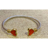 Silver Cable Bracelet with Heart Accents