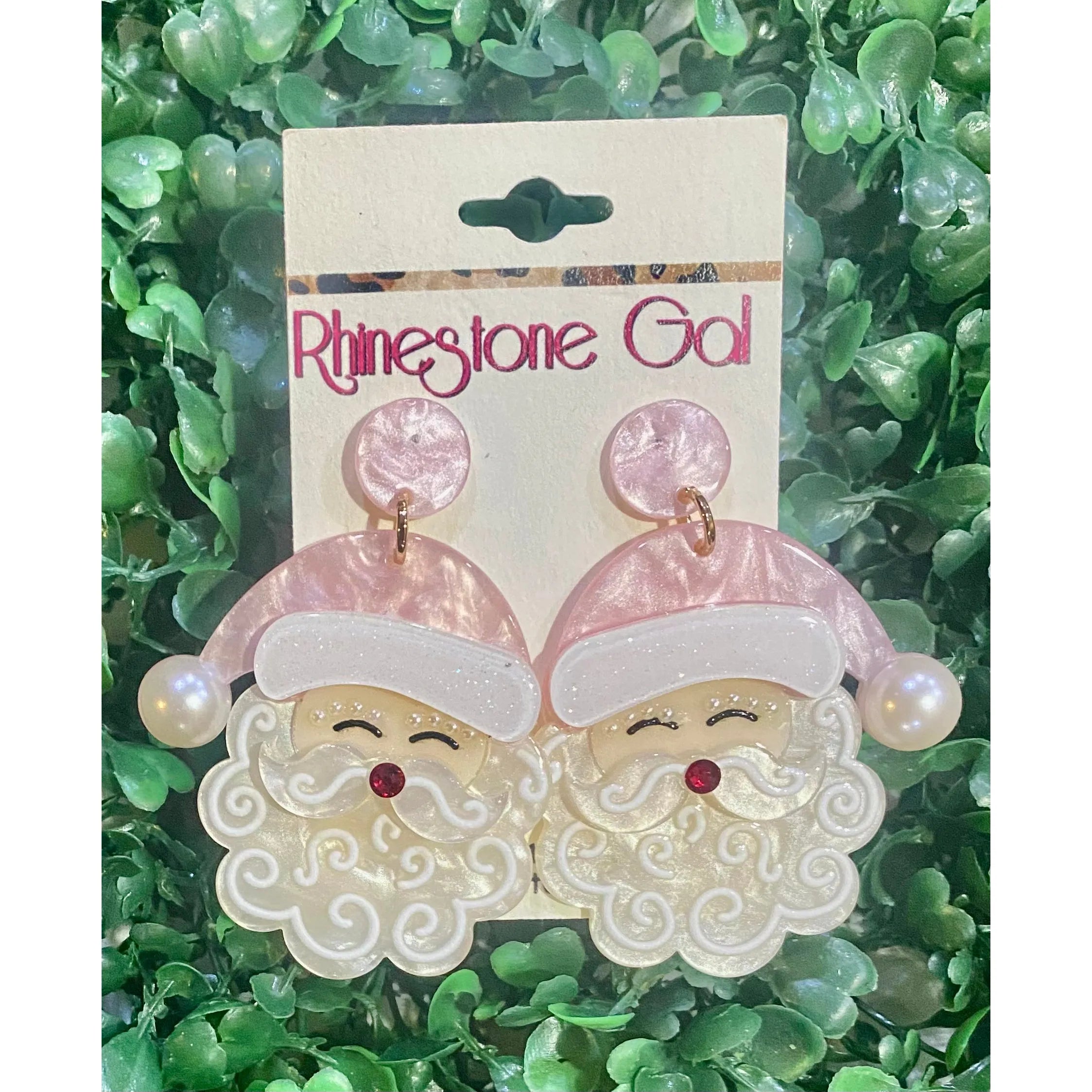 Pink Jolly Santa Statement Earrings