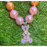 Girls Multi-Color Bubble Bunny Rhinestone Necklace Set