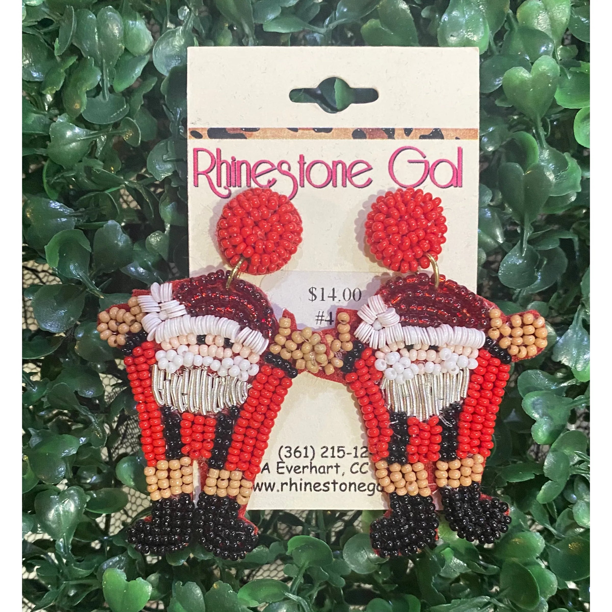 Happy Santa Seed Bead Earrings