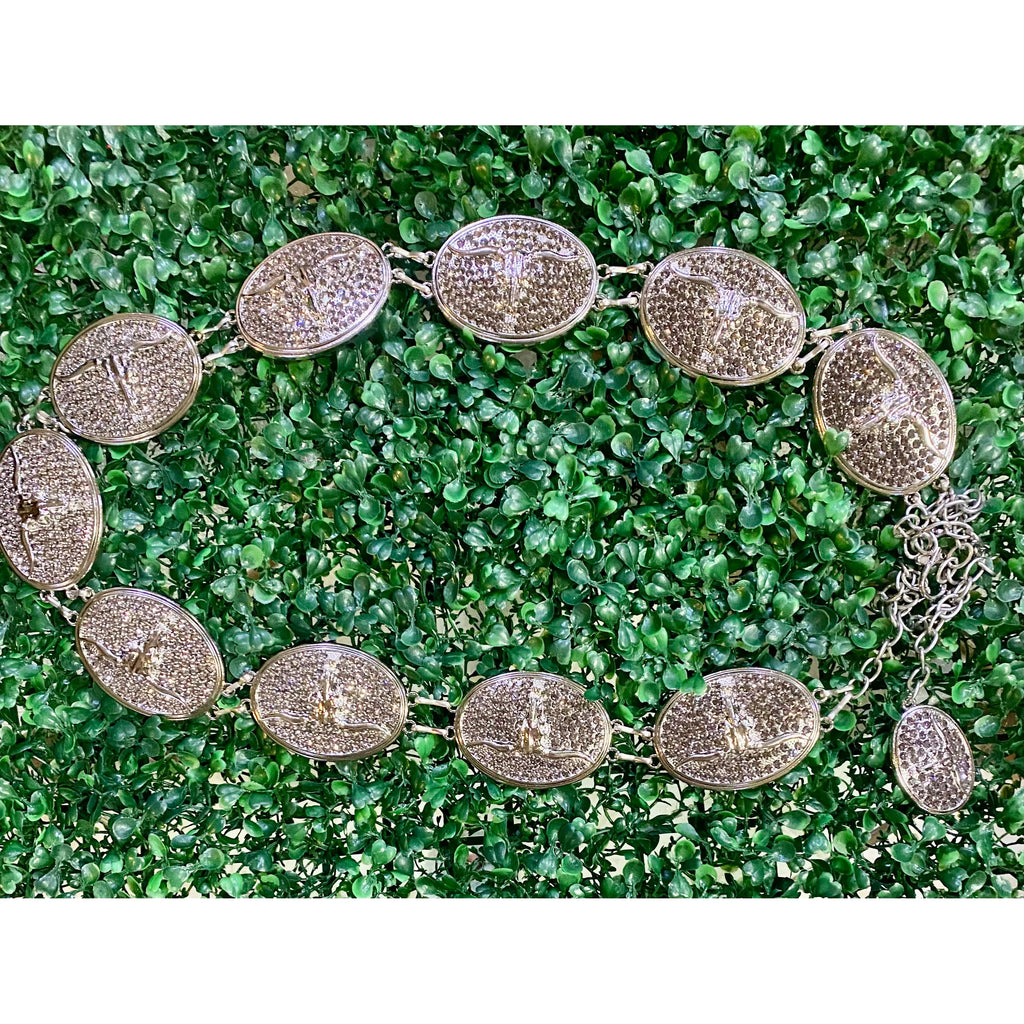 Light Pink Rhinestone Longhorn Concho Chain Belt – Rhinestone Gal