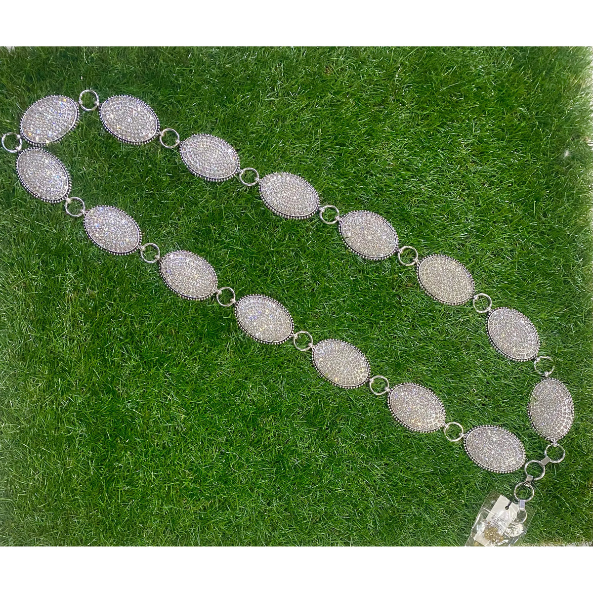 Clear Rhinestone Oval Concho Belt – 49" Long